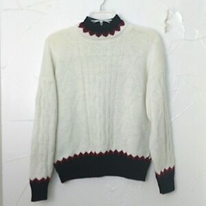 Vintage 80's College Point Cable Knit‎ Mock Neck Oversized Sweater Academia